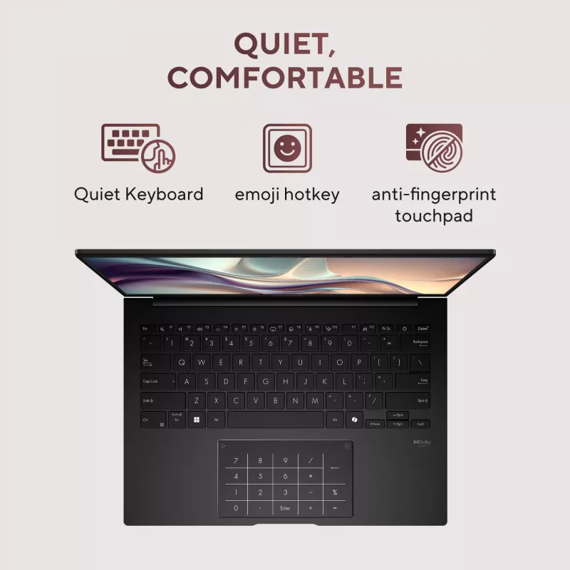 ASUS Zenbook 14 OLED UM3406GA-QD031W Copilot+ PC AMD Ryzen™ AI 7 445 klēpjdators 35,6 cm (14 collas) WUXGA 32 GB LPDDR5x-SDRAM 1 TB SSD Wi-Fi 6E (802.11ax) Windows 11 Home holandiešu melns
