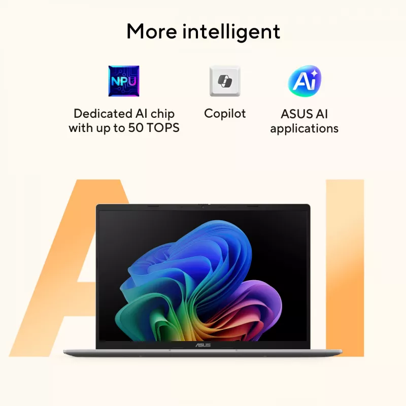 ASUS Vivobook 14 M1407GA-LY012W Copilot+ PC AMD Ryzen™ AI 7 445 klēpjdators 35,6 cm (14 collas) WUXGA 16 GB DDR5-SDRAM 512 GB SSD Wi-Fi 6 (802.11ax) Windows 11 Home holandiešu sudraba