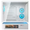 COUGAR CFV235 Vision midi tower PC korpuss — ARGB, 9,16 collu (23,3 cm) LCD, rūdīts stikls, balts, atbalsta ATX/Micro-ITX, 2x3,5 collu + 2x2,5 collu