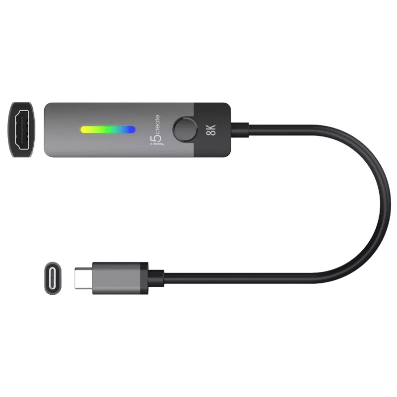 j5create JCA157-N USB-C uz HDMI 2.1 8K adapteris, 10 cm