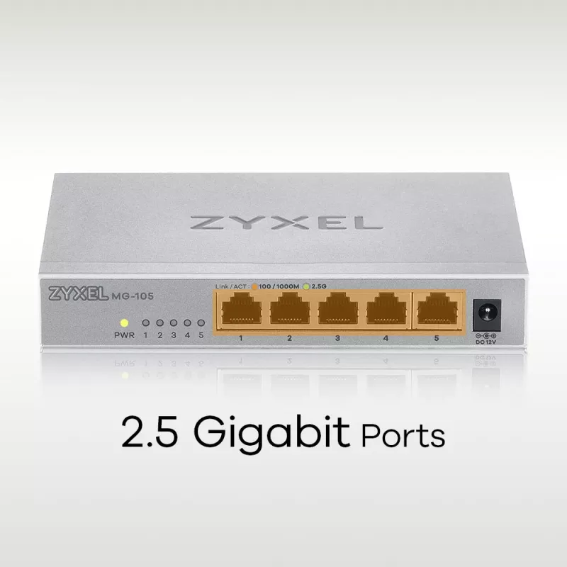 Zyxel MG-105 Nepārvaldāms 2.5G Ethernet (100/1000/2500) tērauda