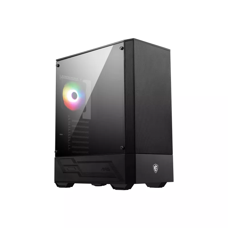 MSI MAG FORGE 111R Mid Tower spēļu datora korpuss 'Melns, 1x 120 mm ARGB PWM ventilators, 1-6 ARGB centrmezgls, Mystic Light Sync, rūdīta stikla panelis, ATX, mATX, mini-ITX'