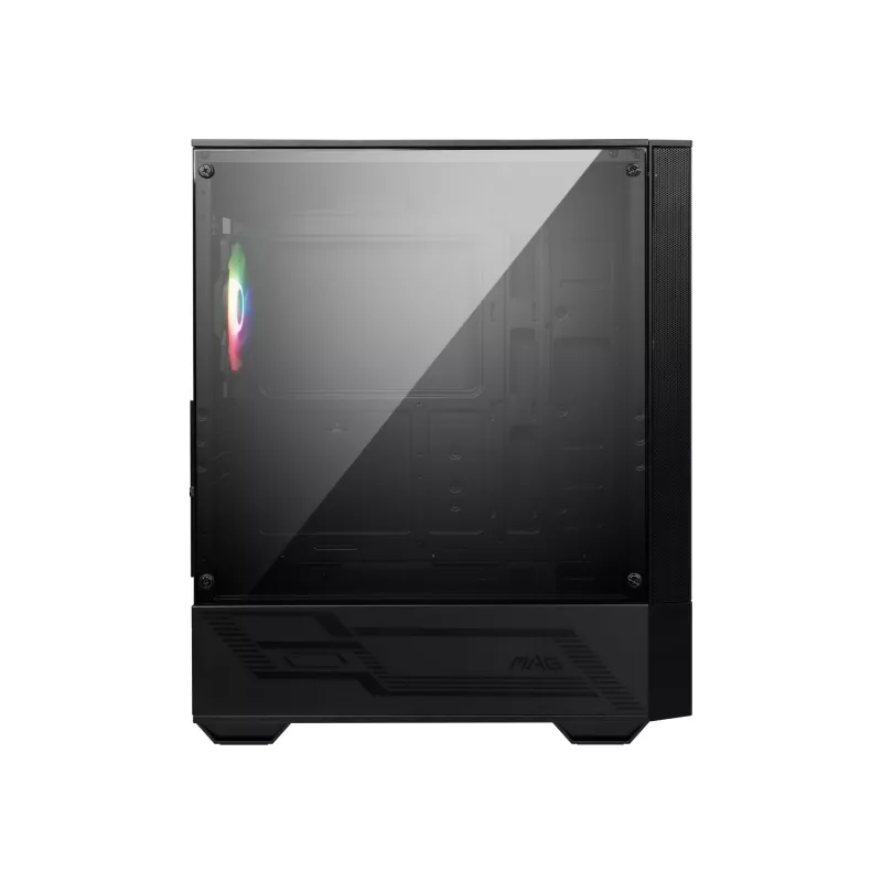 MSI MAG FORGE 111R Mid Tower spēļu datora korpuss 'Melns, 1x 120 mm ARGB PWM ventilators, 1-6 ARGB centrmezgls, Mystic Light Sync, rūdīta stikla panelis, ATX, mATX, mini-ITX'