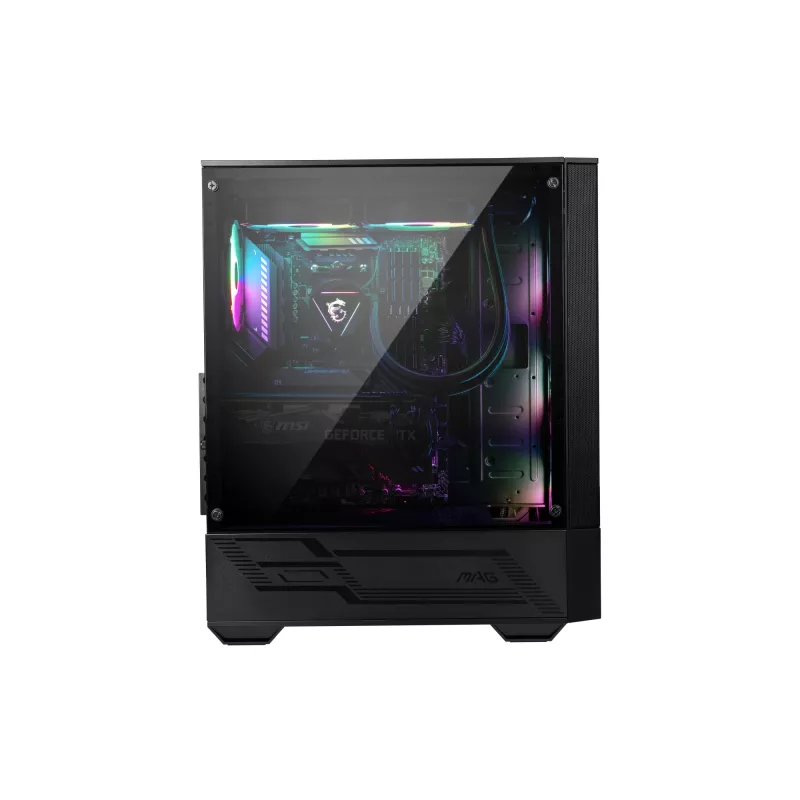 MSI MAG FORGE 111R Mid Tower spēļu datora korpuss 'Melns, 1x 120 mm ARGB PWM ventilators, 1-6 ARGB centrmezgls, Mystic Light Sync, rūdīta stikla panelis, ATX, mATX, mini-ITX'