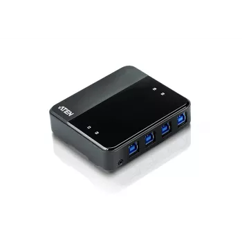 ATEN 4-portu USB 3.0 perifērijas koplietošanas ierīce, 5 Gbit/s, Micro-USB Type-B, Melna, Plastmasa, 0 - 40 °C, -20 - 60 °C