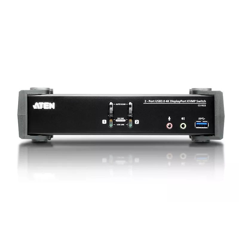 ATEN 2-Port USB 3.1 Gen 1 4K DisplayPort 1.2 KVMP™ komutators ar audio (iekļauti KVM kabeļi)