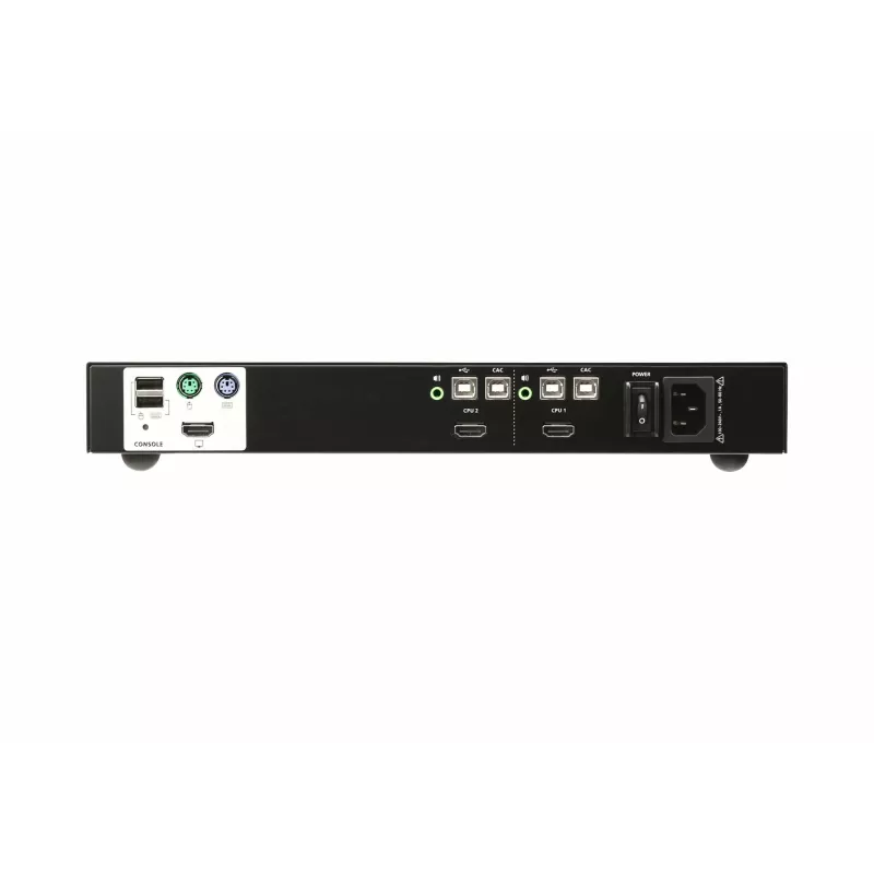 ATEN 2 portu USB HDMI drošais KVM slēdzis, 3840 x 2160 pikseļi, 4K Ultra HD, montāža statnē, 2,4 W, 1U, melns