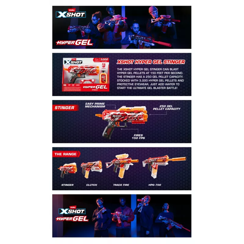 XSHOT Hyper Gel Stinger Blaster (3 000 Hyper Gel granulu) ZURU