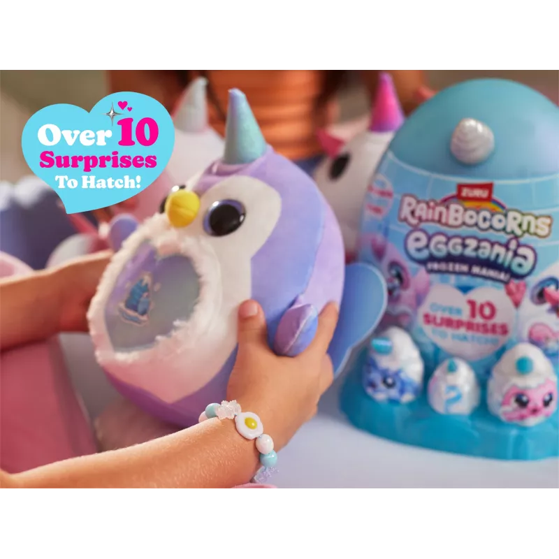 Plīša rotaļlieta Zuru Rainbocorns Eggzania Frozen Mania — dzīvnieku plīša figūriņa, daudzkrāsains, piemērots bērniem no 3 gadu vecuma
