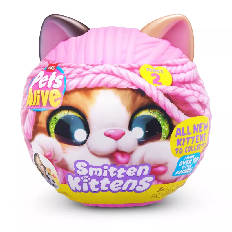 Rotaļu kaķis Zuru Pets Alive Smitten Kittens Series 2 — interaktīva skanoša rotaļlieta, piemērota no 3 gadu vecuma, AAA baterijas