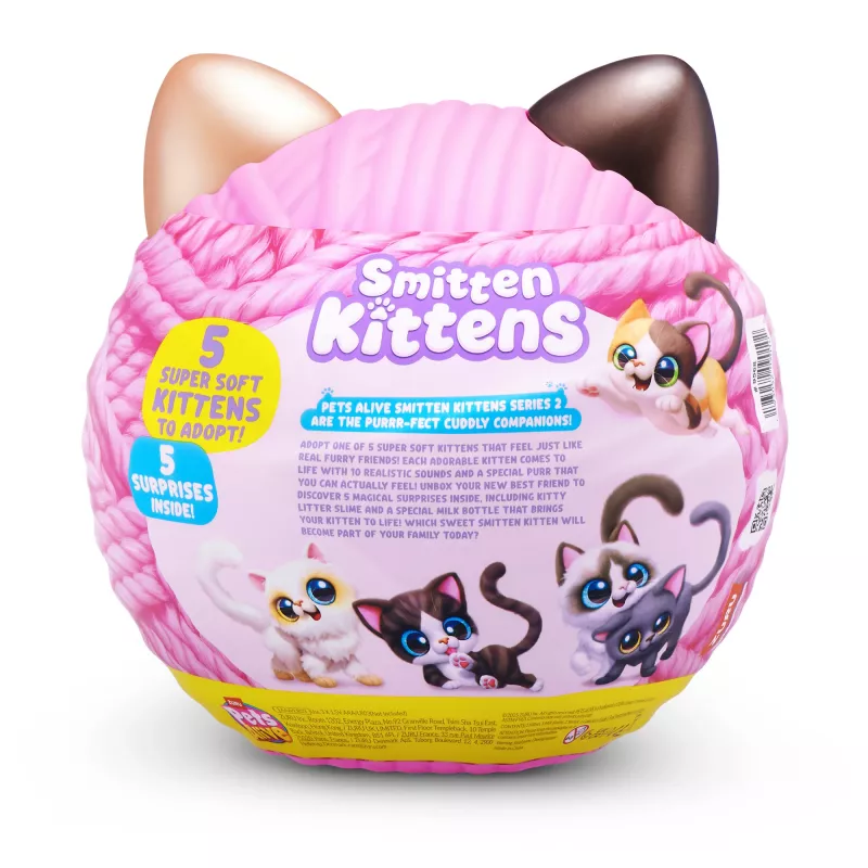 Rotaļu kaķis Zuru Pets Alive Smitten Kittens Series 2 — interaktīva skanoša rotaļlieta, piemērota no 3 gadu vecuma, AAA baterijas
