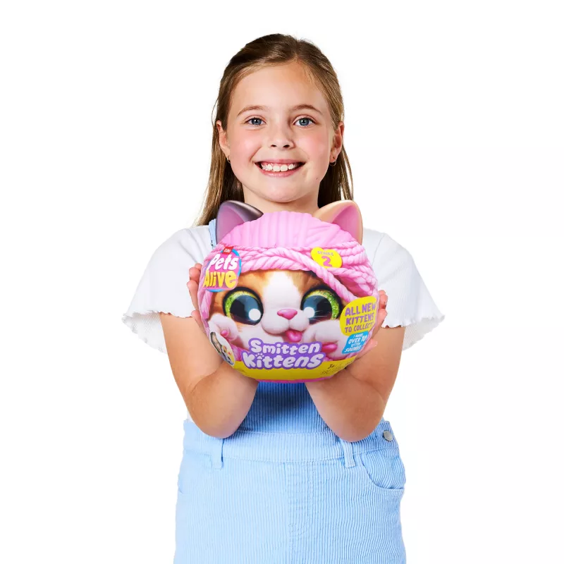 Rotaļu kaķis Zuru Pets Alive Smitten Kittens Series 2 — interaktīva skanoša rotaļlieta, piemērota no 3 gadu vecuma, AAA baterijas