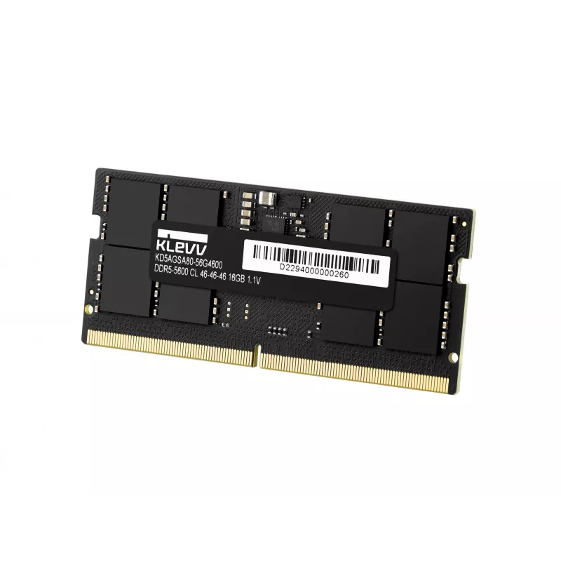 Klevv 16 GB klēpjdatora operatīvās atmiņas modulis DDR5 5600 MT/s PC5-44800 bez buferizācijas, bez ECC, SO-DIMM, 1,1 V, 2Gx8, CL46