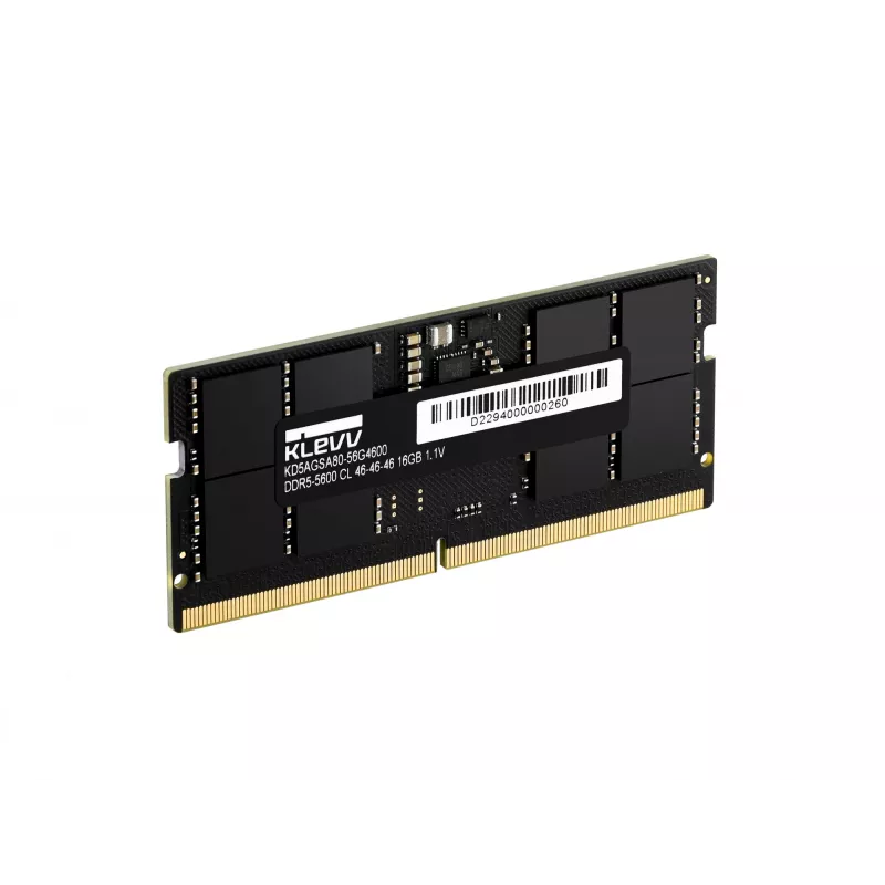 Klevv 16 GB klēpjdatora operatīvās atmiņas modulis DDR5 5600 MT/s PC5-44800 bez buferizācijas, bez ECC, SO-DIMM, 1,1 V, 2Gx8, CL46