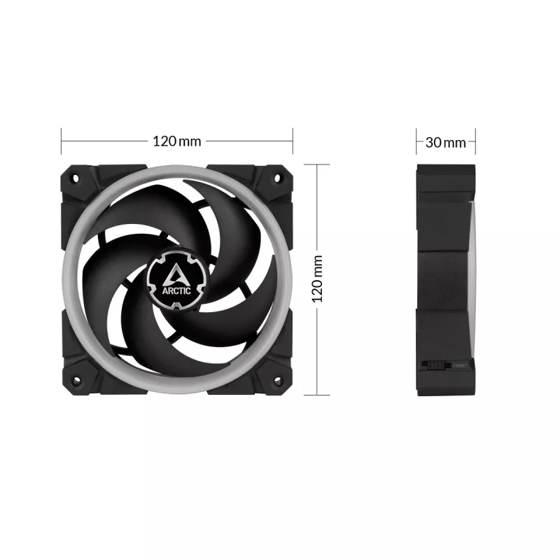 ARCTIC BioniX P120 A-RGB 120 mm korpusa ventilators, 3 gab., melns
