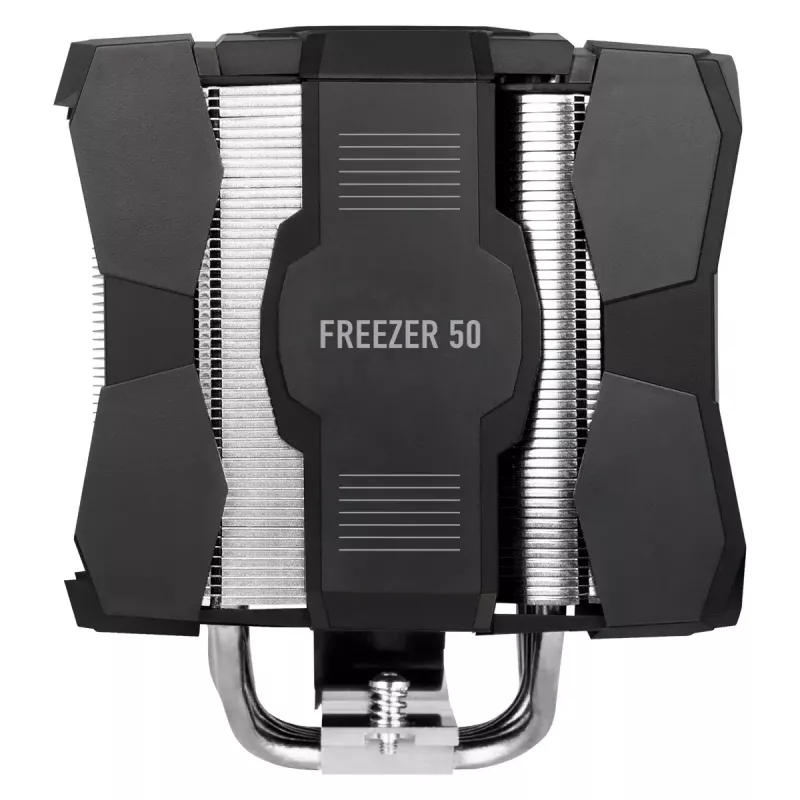 ARCTIC Freezer 50 ar A-RGB kontrolieri - daudzsaderīgs divtorņu CPU dzesētājs ar A-RGB apgaismojumu
