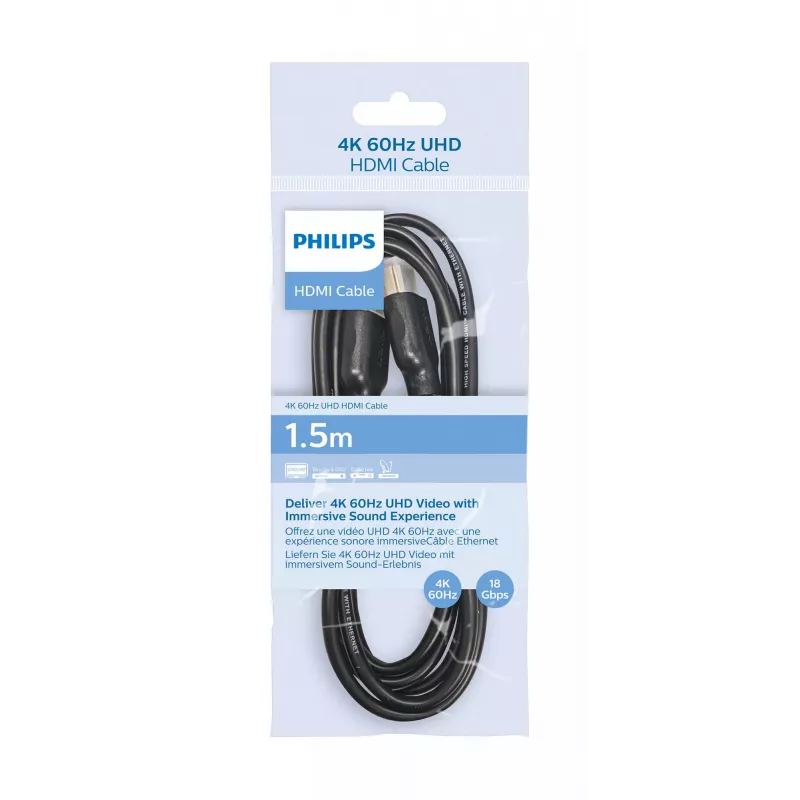 HDMI kabelis Philips SWV5510/00 1,5 m tips A vīrišķais 18 Gbit/s melns