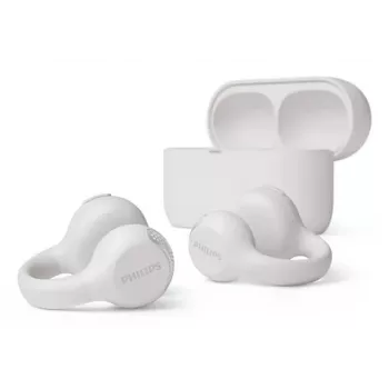 Philips 2000 sērijas TAQ2000WT austiņas True Wireless Stereo (TWS) auss spailes stiprinājuma, atvērta tipa zvaniem/mūzikai Bluetooth baltā krāsā