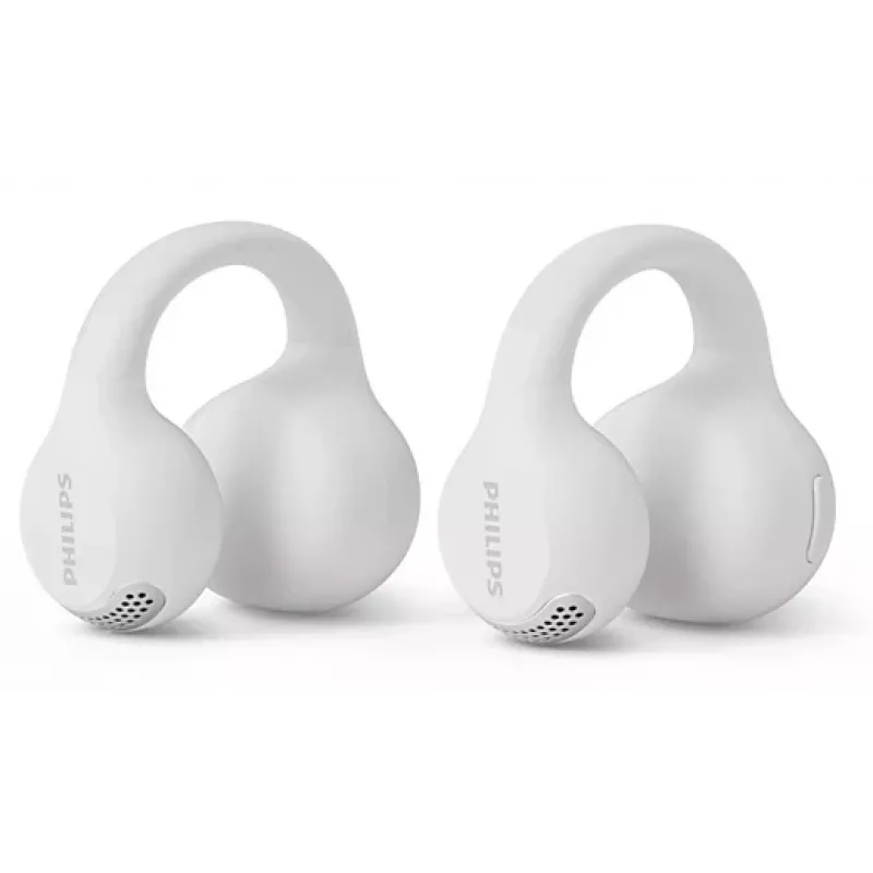 Philips 2000 sērijas TAQ2000WT austiņas True Wireless Stereo (TWS) auss spailes stiprinājuma, atvērta tipa zvaniem/mūzikai Bluetooth baltā krāsā