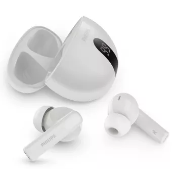 Bezvadu austiņas Philips TAT2520WT/00 — Bluetooth, zvaniem un mūzikai, 20–20000 Hz, 10 m diapazons, balta, 40 g
