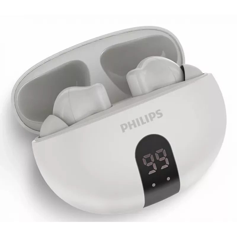 Bezvadu austiņas Philips TAT2520WT/00 — Bluetooth, zvaniem un mūzikai, 20–20000 Hz, 10 m diapazons, balta, 40 g