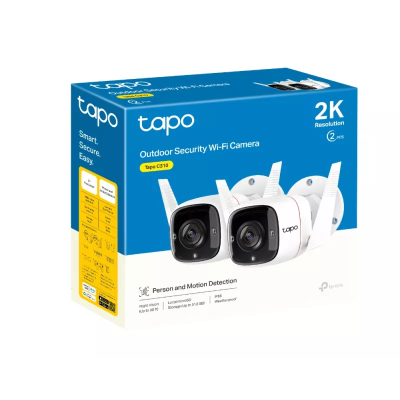 TP-Link Tapo āra drošības Wi-Fi kamera, IP drošības kamera, Āra, Vadu un bezvadu, CE, NCC, Uz sienas, Balta