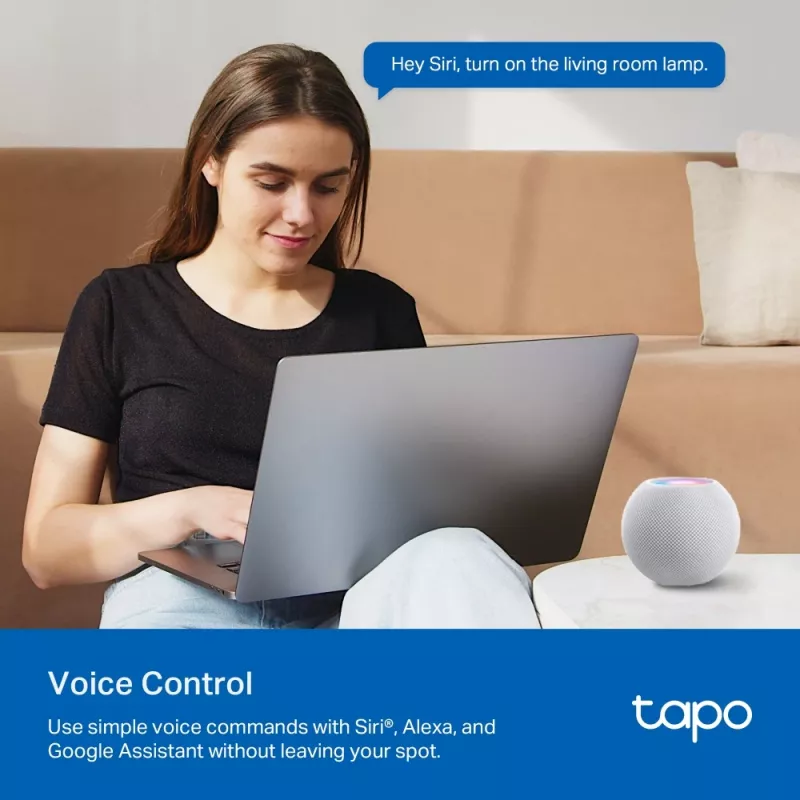 Viedā kontaktligzda TP‑Link Tapo Mini P110M — Wi‑Fi/Bluetooth iekštelpu viedā ligzda, 16 A, 100–240 V, 3680 W, balta