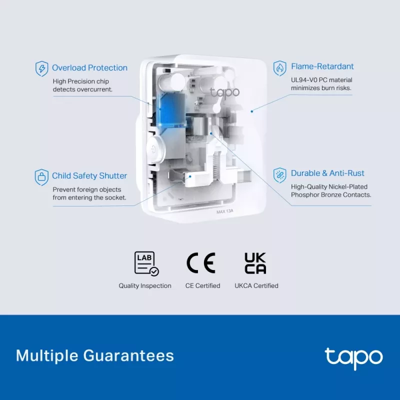 Viedā kontaktligzda TP‑Link Tapo Mini P110M — Wi‑Fi/Bluetooth iekštelpu viedā ligzda, 16 A, 100–240 V, 3680 W, balta