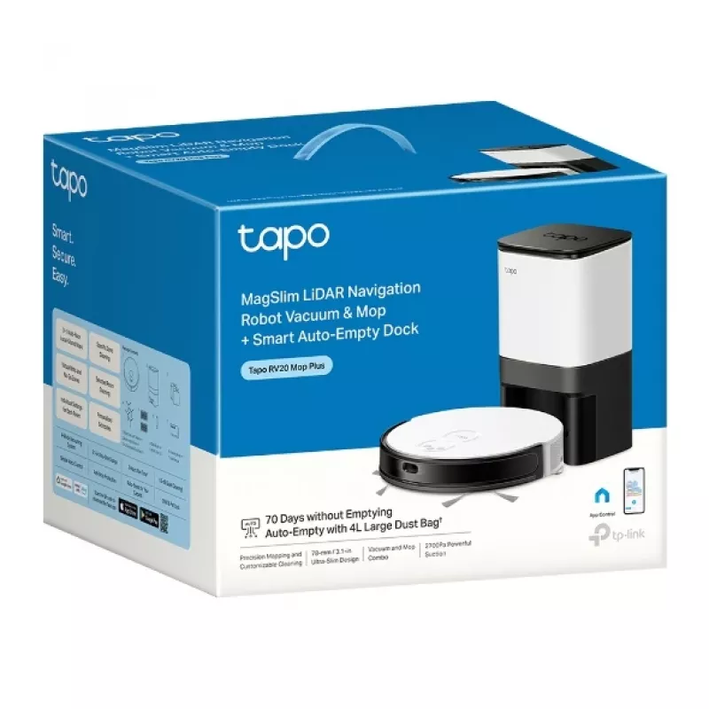 TP-Link Tapo RV20 Mop Plus 0,35 L melns, balts