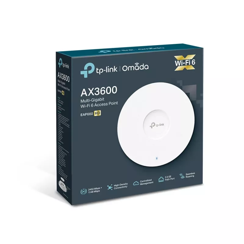 TP-Link Omada AX3600 bezvadu divjoslu multi-gigabitu griestu stiprinājuma piekļuves punkts