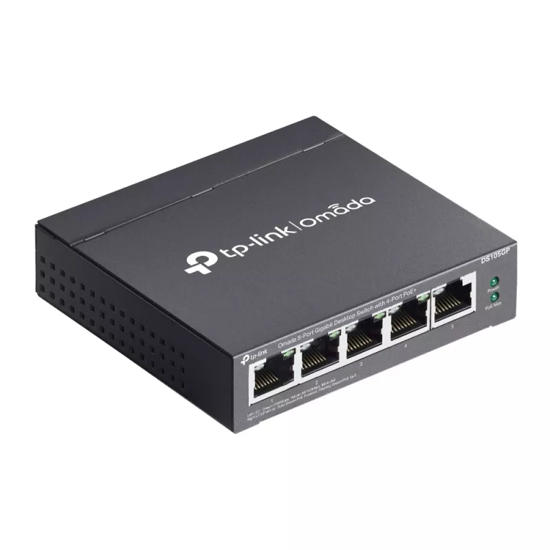 TP-Link Omada DS105GP tīkla komutators Nepārvaldāms Gigabit Ethernet (10/100/1000) Power over Ethernet (PoE) Melns