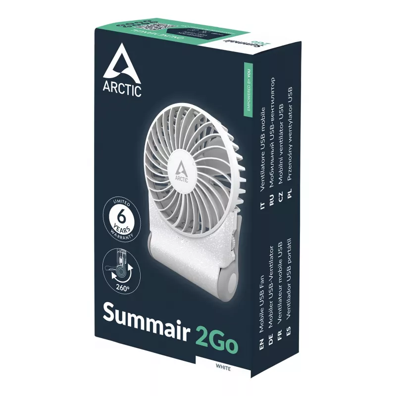 ARCTIC Summair 2Go - Jaudīgs rokas ventilators ar īpaši ilgu akumulatora darbības laiku