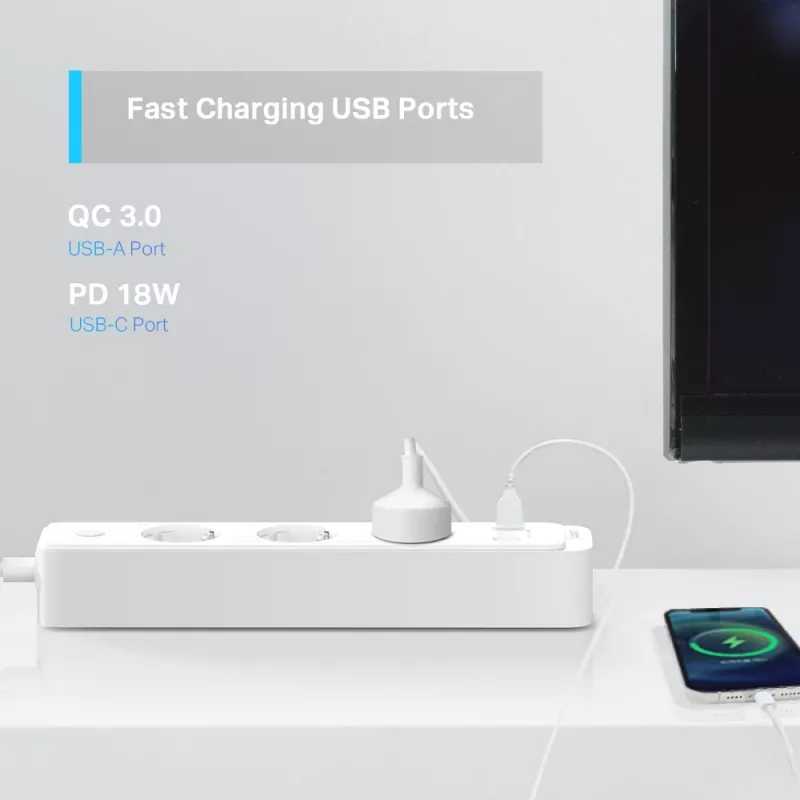 TP-Link Tapo P300 3 maiņstrāvas kontaktligzda(s) F tips (CEE 7/4) 1.5 m 3 2300 W Balts