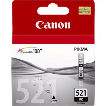 Canon CLI-521BK melnā tintes kasetne, melna, pigmenta bāzes tinte, 1 gab.