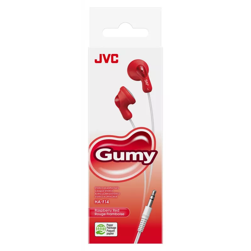 JVC F14 Gumy Ievietojamās Austiņas Ar Vadu Sarkans, Vadu, 16 - 20000 Hz, Mūzika, 17.1 g, Austiņas, Sarkans