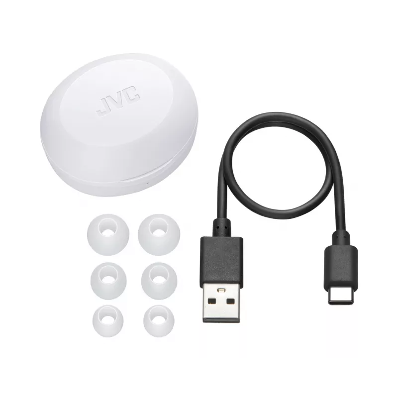Bezvadu ievietojamās austiņas JVC HA-A5T True Wireless Stereo (TWS) — intraaurālas, 20–20000 Hz, balta