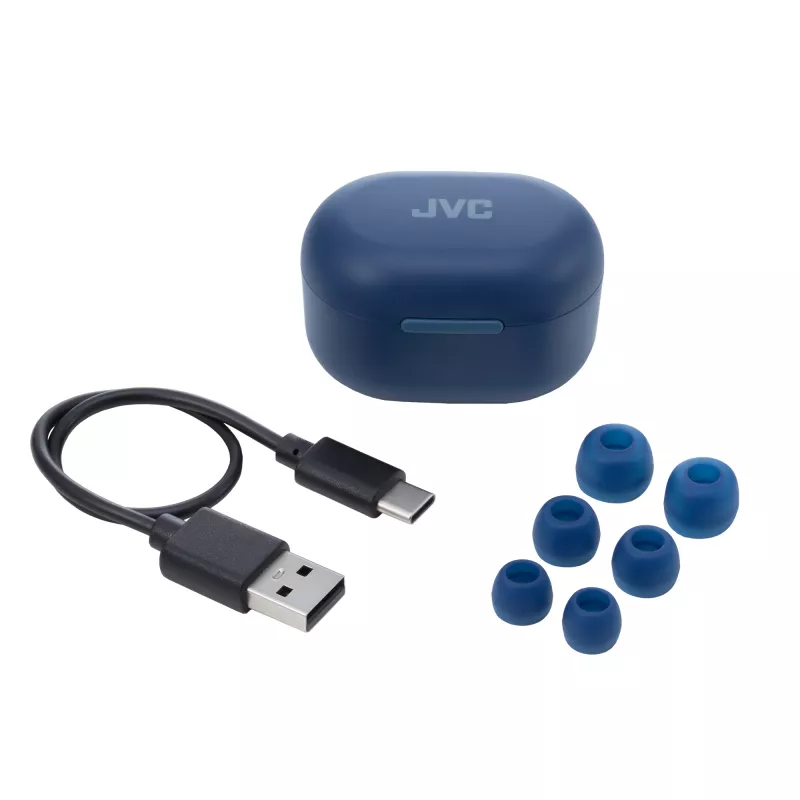 JVC aktīvā trokšņu slāpēšana TWS zilā krāsā, True Wireless Stereo (TWS), 20 - 20000 Hz, zvani/mūzika, 8,4 g, austiņas, zila