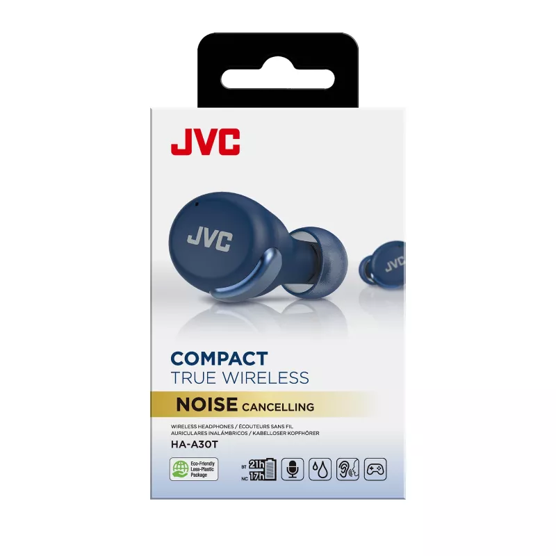 JVC aktīvā trokšņu slāpēšana TWS zilā krāsā, True Wireless Stereo (TWS), 20 - 20000 Hz, zvani/mūzika, 8,4 g, austiņas, zila