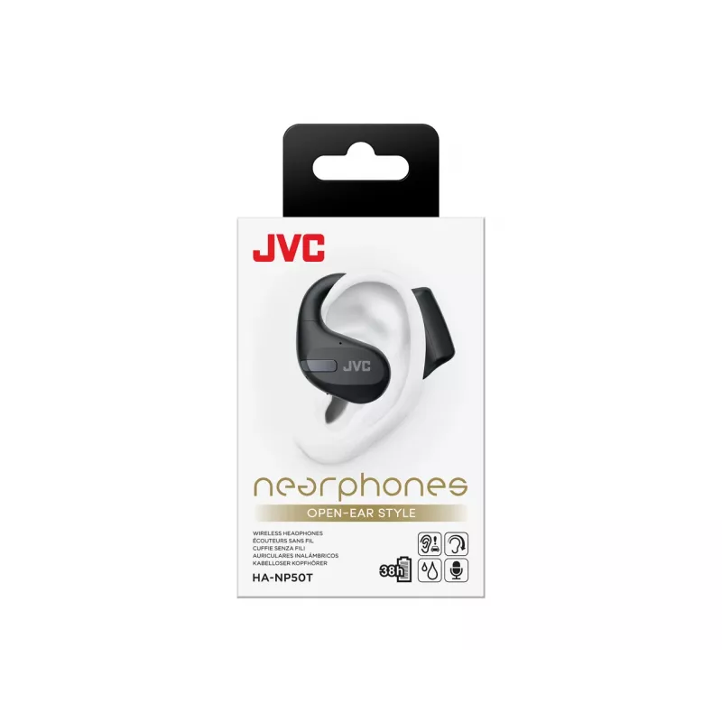 JVC HA-NP50T-B-U Nearphone TWS melns, True Wireless Stereo (TWS), 20 - 20000 Hz, zvani/mūzika, 16 g, austiņas, melns