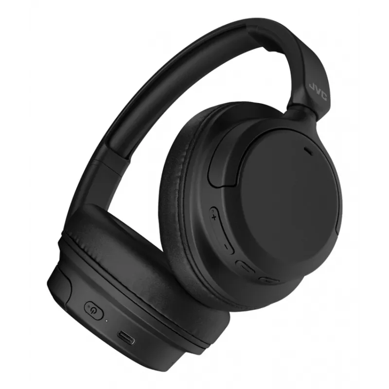 JVC Over Ear trokšņu slāpējošas austiņas bezvadu galvas stīpa zvaniem / mūzikai USB Type-C Bluetooth melnas