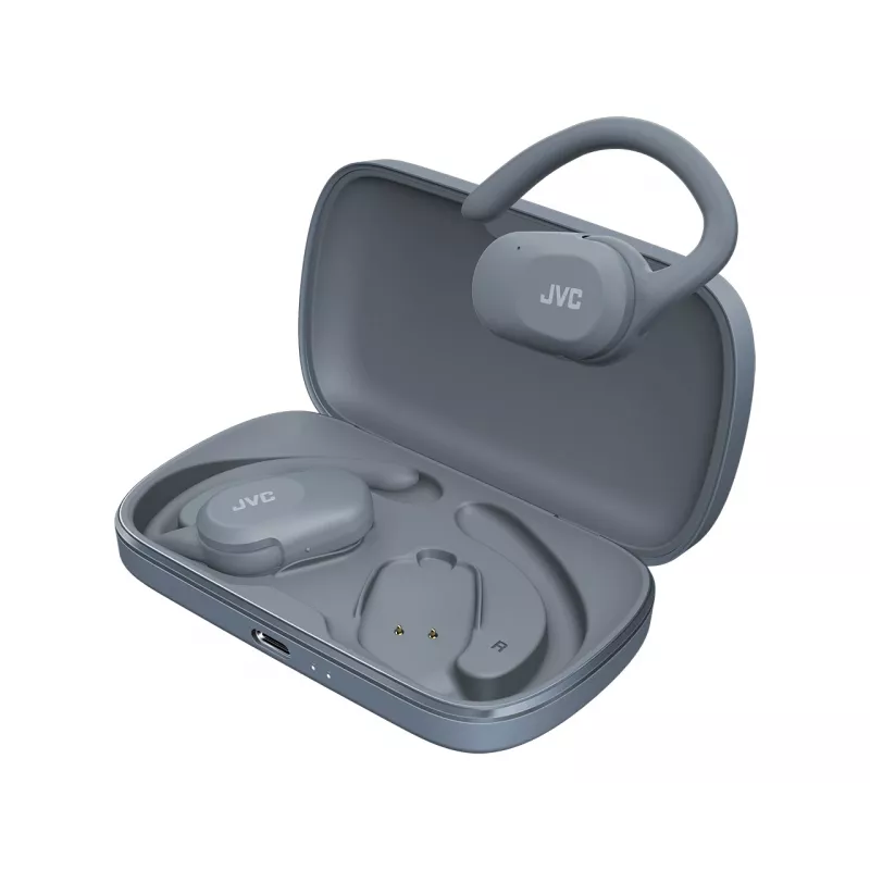 Austiņas JVC HA-NP40T True Wireless Stereo (TWS) ievietojamās ar auss āķi Bluetooth, 20–20000 Hz, 10 m, pelēkas