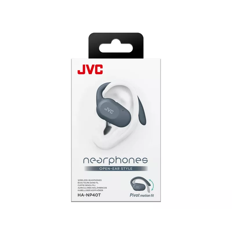 Austiņas JVC HA-NP40T True Wireless Stereo (TWS) ievietojamās ar auss āķi Bluetooth, 20–20000 Hz, 10 m, pelēkas