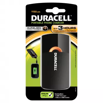 Duracell pārnēsājamais lādētājs Mobilais tālrunis Melns USB Iekštelpām, ārā