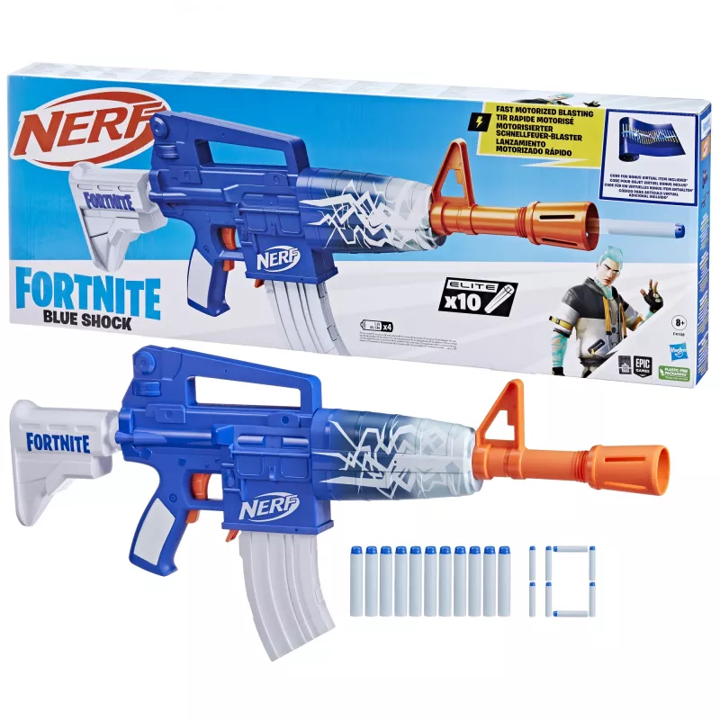 Nerf Fortnite Blue Shock, rotaļu šāvējs, 8 gadi, 99 gadi, Fortnite, 785 g