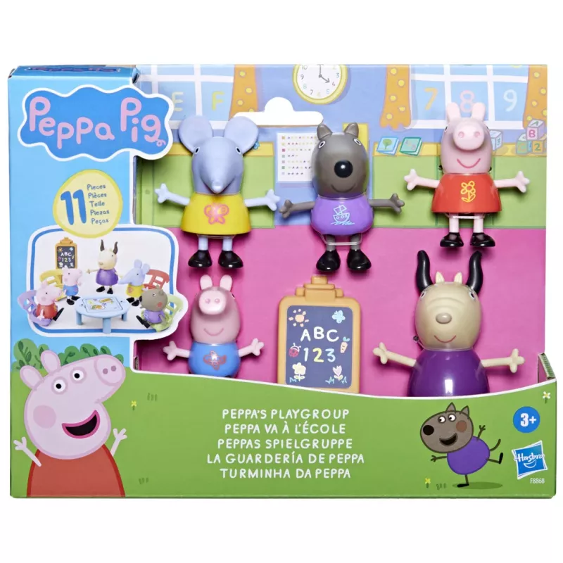 Hasbro Peppa Pig Playgroup Playset ar 5 figūrām un 6 aksesuāriem, pirmsskolas rotaļlietas 3 gadus vecām meitenēm un zēniem un vecākiem