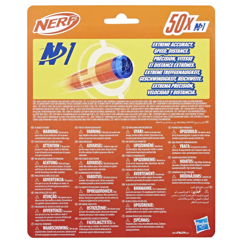 Nerf N Series N1-Darts 50x, Uzpilde, 8 gadi, 50 gab., Zila, Oranža