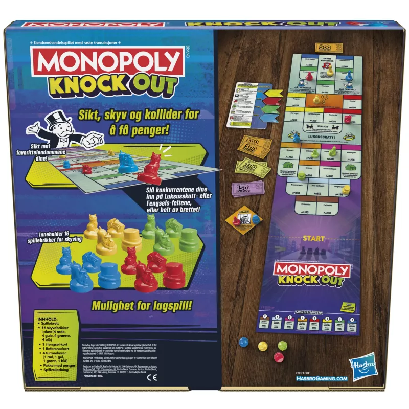 Monopoly Knockout ģimenes ballīšu spēle, ātras galda spēles vecumam no 8 gadiem, 2–8 spēlētājiem, 20 min.
