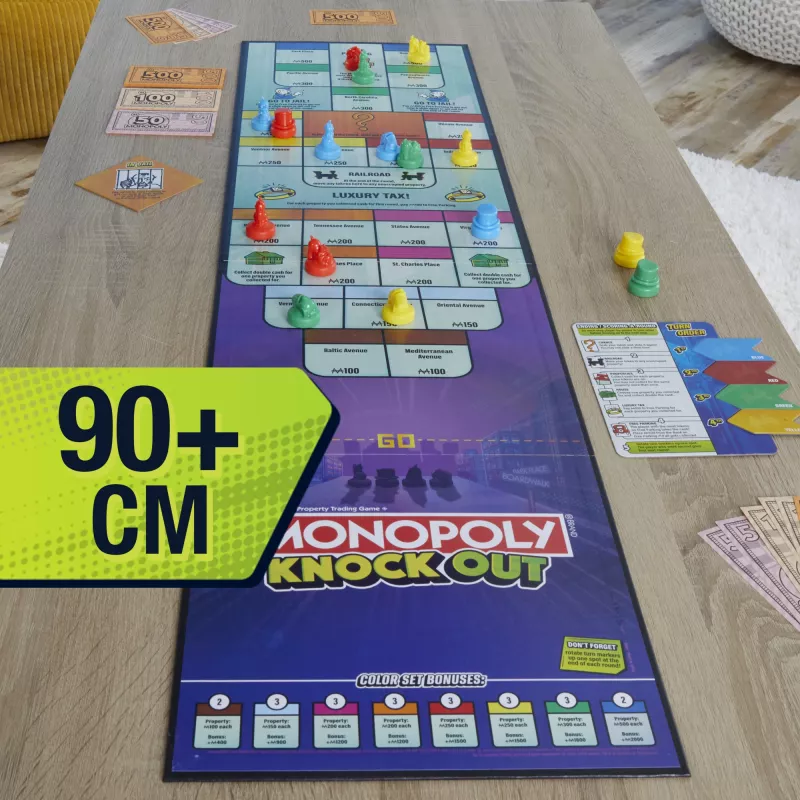Monopoly Knockout ģimenes ballīšu spēle, ātras galda spēles vecumam no 8 gadiem, 2–8 spēlētājiem, 20 min.