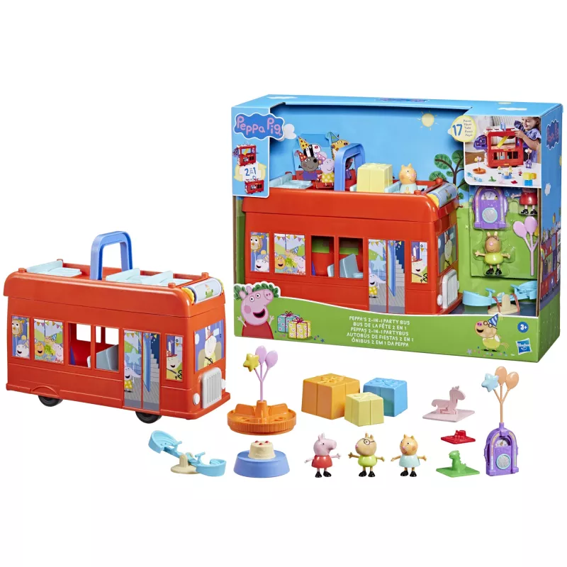 Peppa Pig 2-in-1 Party Bus, Action/Adventure, 3 gadi, Daudzkrāsains, Plastmasa