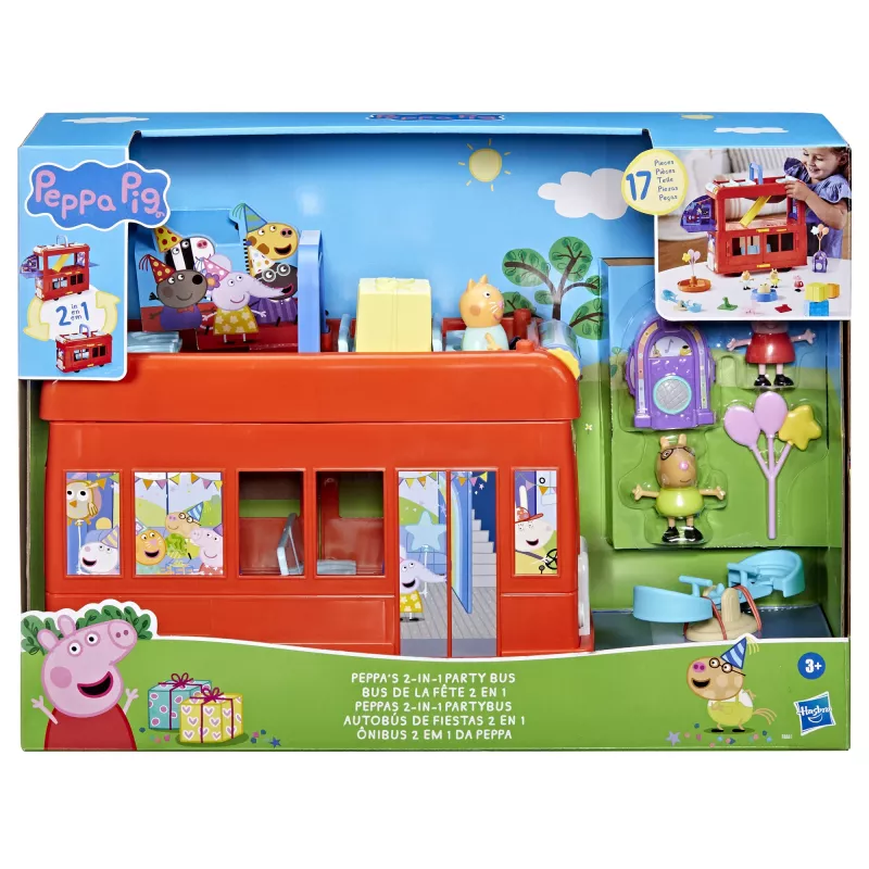 Peppa Pig 2-in-1 Party Bus, Action/Adventure, 3 gadi, Daudzkrāsains, Plastmasa